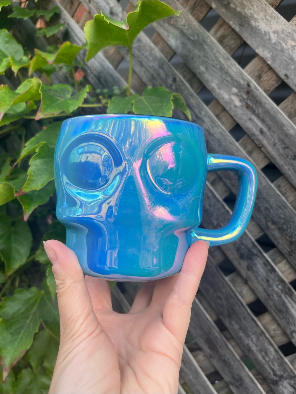 Starbucks Iridescent Blue Skull Mug